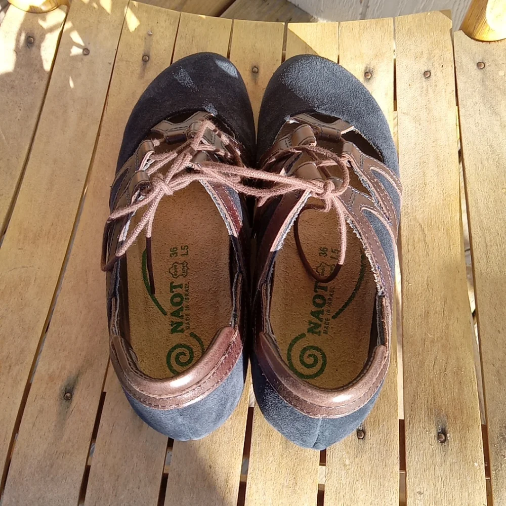 NAOT BLUE SUEDE LEATHER LACE UP MARY JANE SHOES SANDALS SIZE 36 U.S.A 5 - Picture 7 of 16